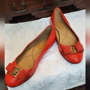 Ferragamo Vara Bow Red Patent Ballet Flat
